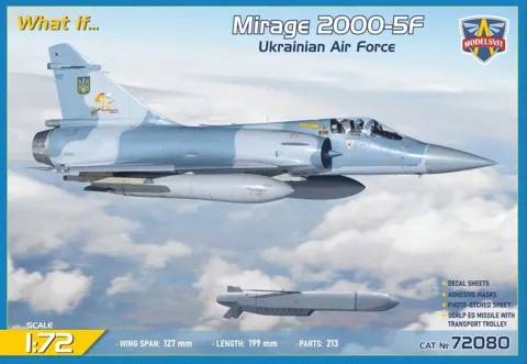 Stavebnice ModelSvit 72080 Mirage 2000-5F v měřítku 1/72 v ukrajinských barvách