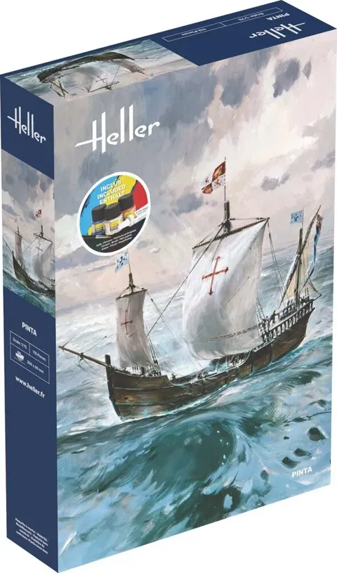 Krabice plastikové stavebnice Heller 56816 Pinta Starter Kit 1:75 – historická karavela