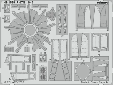 Fotoleptaná sada Eduard 491568 P-47N 1/48 pro stavebnici MiniArt