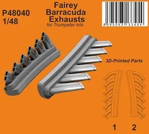 Resinové 3D tištěné výfuky CMK P48040 pro Fairey Barracuda v měřítku 1/48