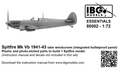 Plastiková stavebnice IBG Models 80002 Spitfire Mk Vb 1/72, pozdější čelní štítek