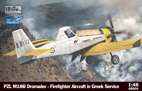 Stavebnice IBG Models 48004 PZL M18 Dromader 1/48, hasičský letoun v řecké službě