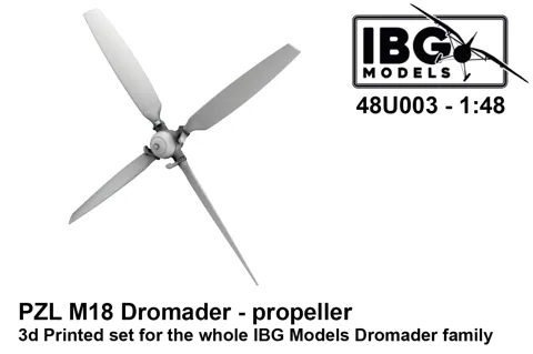 3D tištěný set vrtule IBG Models 48U003 pro PZL M18 Dromader v měřítku 1/48