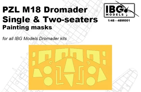 Maskovací šablony IBG Models 48M001 pro model PZL M18 Dromader v měřítku 1/48