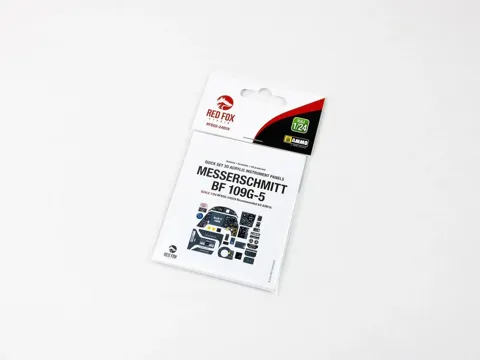 3D barevný resinový přístrojový panel Red Fox Studio Quick Set RFSQS-24029 pro Bf 109G-5 v měřítku 1/24