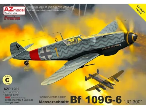 Krabice plastikové stavebnice AZ Model AZP7202 Messerschmitt Bf 109G-6 JG 300 v měřítku 1/72