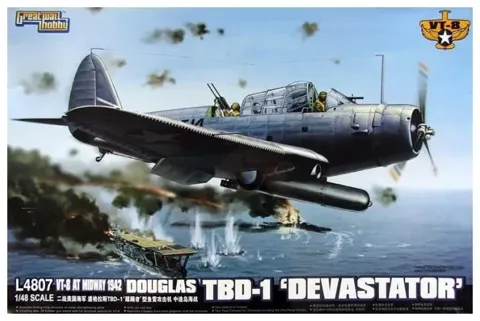 Krabice stavebnice Great Wall Hobby GWHL4807 Douglas TBD-1 Devastator VT-8 Midway 1942 v měřítku 1/48