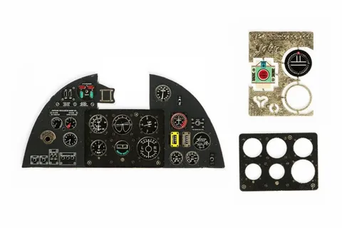 Barevná leptaná přístrojová deska Yahu Models YMA2401 pro Hurricane Mk.I v měřítku 1/24