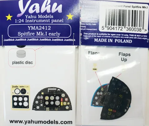 Předbarvený leptaný přístrojový panel Yahu Models YMA2412 Spitfire I v měřítku 1/24