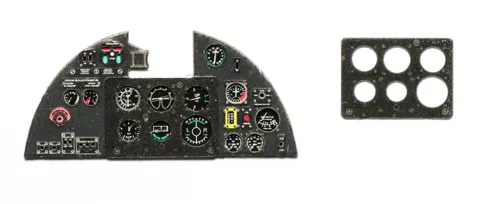 Barevný leptaný přístrojový panel Yahu Models YMA3206 Hurricane Mk.II v měřítku 1/32