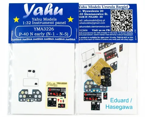 Barevný leptaný přístrojový panel Yahu Models YMA3226 pro P-40N early v měřítku 1/32
