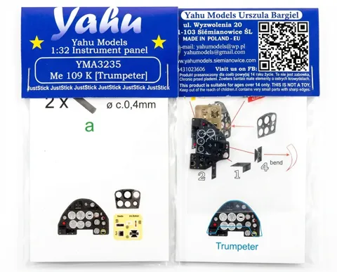 Fotolept Yahu Models YMA3235 – barevná přístrojová deska Me 109 K v měřítku 1/32