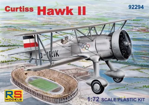 Krabice plastikové stavebnice RS Models 92294 Curtiss Hawk II „Udet" v měřítku 1/72