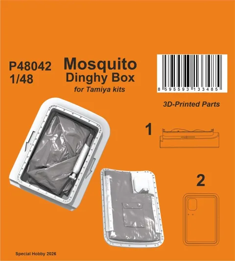 Resinový set CMK P48042 schránka záchranného člunu pro Mosquito v měřítku 1/48