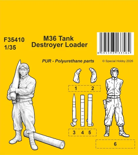 Figurka CMK F35410 nabíječ stíhače tanků M36 v měřítku 1/35 s 90mm nábojem