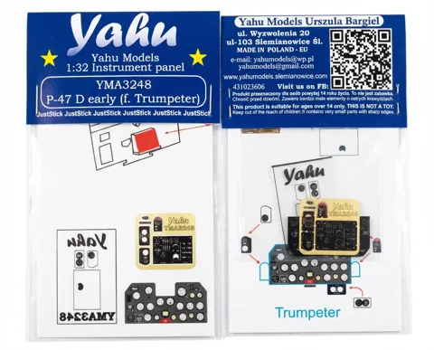 Barevná fotoleptaná přístrojová deska Yahu Models YMA3248 pro P-47D early 1/32