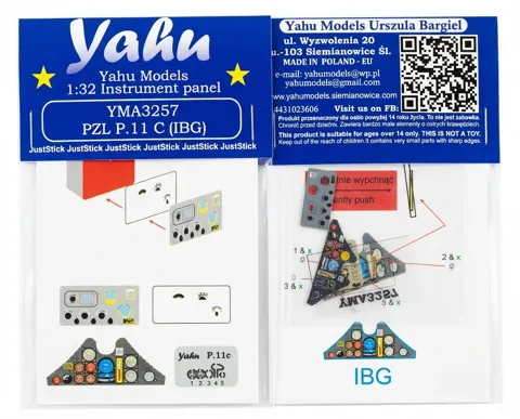 Přístrojový panel Yahu Models YMA3257 PZL P.11C v měřítku 1/32 na nosném listu