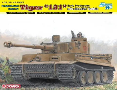 Krabice stavebnice Dragon 6820 Tiger I No.131 s.Pz.Abt.504 Tunisko v měřítku 1/35