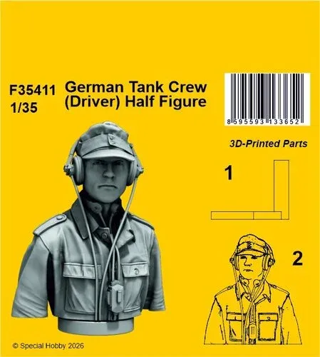 3D tištěná poloviční figurka CMK F35411 německý tankista řidič v měřítku 1/35