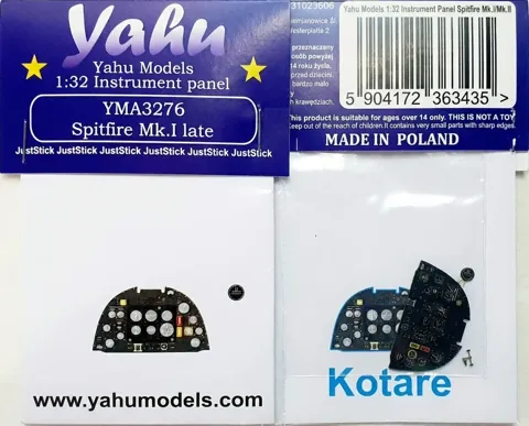 Barevný fotolept přístrojové desky Yahu Models YMA3276 pro Spitfire I late 1/32