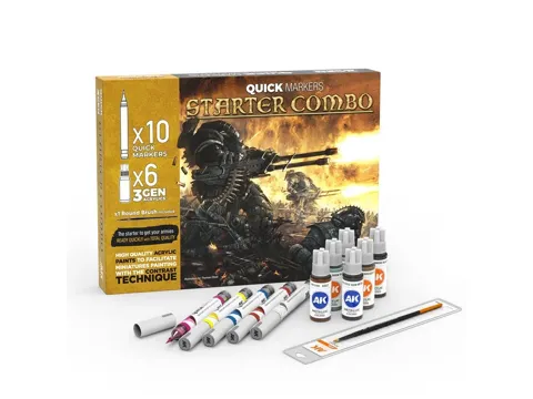 Startovací sada AK Interactive AKMQ111 Quick Markers + 3Gen s barvami a štětcem