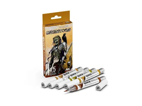 Sada AK Interactive Quick Marker Set AKMQ110 Skeletons s pěti fixy kontrastních barev
