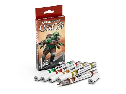 Sada pěti kontrastních markerů AK Interactive Quick Marker Set AKMQ106 orkové
