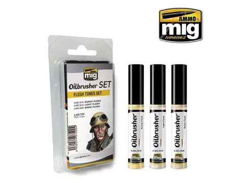 Sada olejových barev AMMO Mig A.MIG-7500 Oilbrusher odstíny kůže Flesh Tones