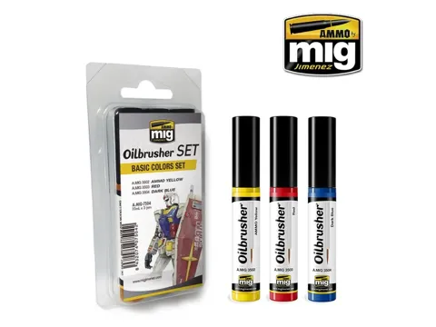 Sada olejových barev AMMO Mig A.MIG-7504 Oilbrusher Set základní barvy (Basic Colors)