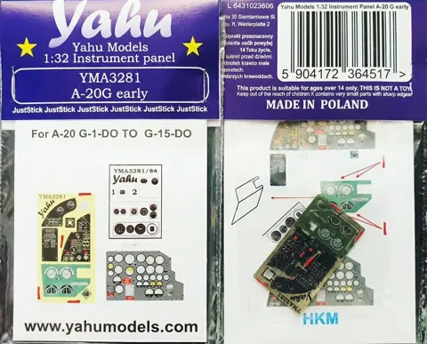 Přístrojová deska Yahu Models YMA3281 pro A-20G early v měřítku 1/32 s vytištěnými ciferníky