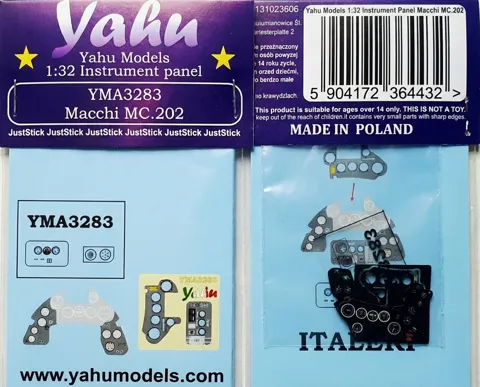 Fotoleptaná přístrojová deska Yahu Models YMA3283 pro Macchi MC.202 v měřítku 1/32