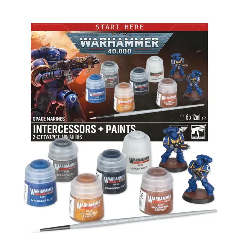 Startovací sada Games Workshop Warhammer 40,000 Space Marines Intercessors s barvami a štětcem