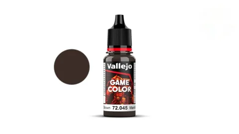 Lahvička akrylové barvy Vallejo Game Color 72045 spálená hnědá Charred Brown 18 ml