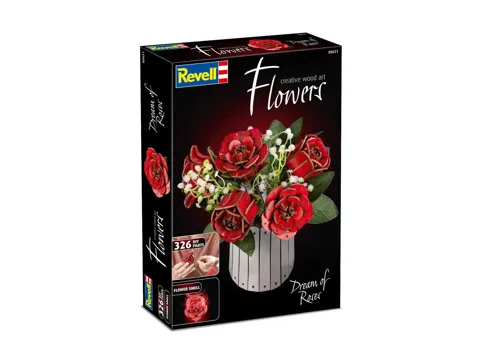 Dřevěná stavebnice Revell Flowers 00631 Dream of Roses – kytice růží ve váze, 326 dílků