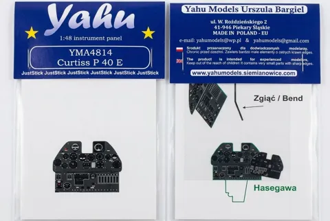 Předbarvená leptaná přístrojová deska Yahu Models YMA4814 pro P-40E v měřítku 1/48