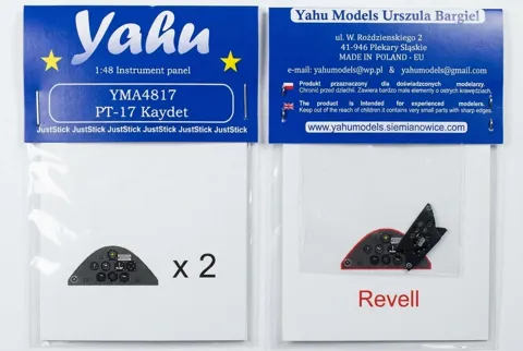 Barevně tištěný fotolept přístrojové desky Yahu Models YMA4817 Stearman PT-17 v měřítku 1/48