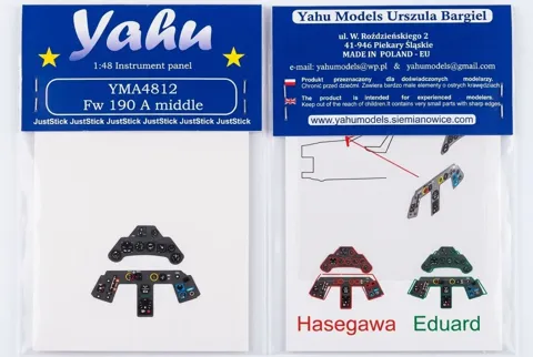 Fotoleptaná přístrojová deska Yahu Models YMA4812 Fw 190A mid 1/48 pro Hasegawa