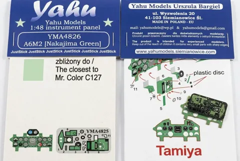 Leptaná přístrojová deska Yahu Models YMA4826 pro A6M2 Zero v měřítku 1/48, zelená Nakajima