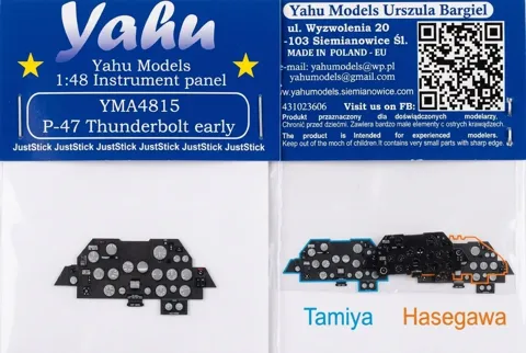 Leptaná přístrojová deska Yahu Models YMA4815 v měřítku 1/48 pro P-47D early Tamiya