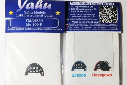 Barevný leptaný přístrojový panel Yahu Models YMA4834 Me-109F v měřítku 1/48