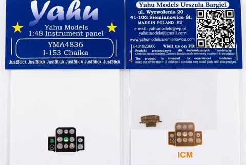 Barevný fotolept přístrojové desky Yahu Models YMA4836 1/48 pro Polikarpov I-153
