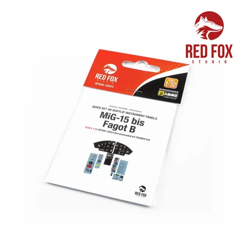 Red Fox Studio Quick Set RFSQS-32023 3D panely přístrojové desky MiG-15bis Fagot B v měřítku 1/32