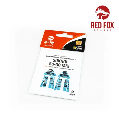 Sada 3D přístrojových panelů Red Fox Studio RFSQS-32052 pro Su-30 MKI Flanker G 1/32 Trumpeter
