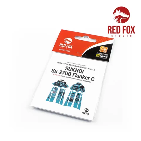 Set 3D přístrojových panelů Red Fox Studio Quick Set pro Su-27UB Flanker-C v měřítku 1/32