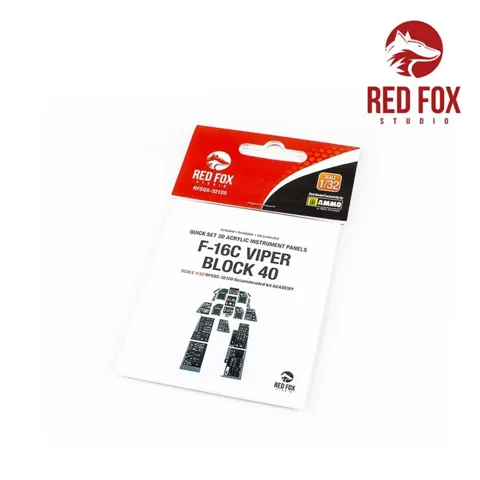Red Fox Studio Quick Set RFSQS-32120 3D přístrojové panely kokpitu F-16C Block 40 Viper 1/32