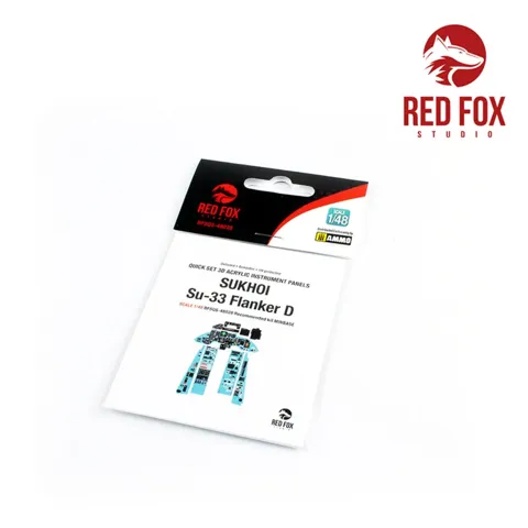 Sada 3D přístrojových panelů Red Fox Studio Quick Set RFSQS-48028 pro Su-33 Flanker D v měřítku 1/48