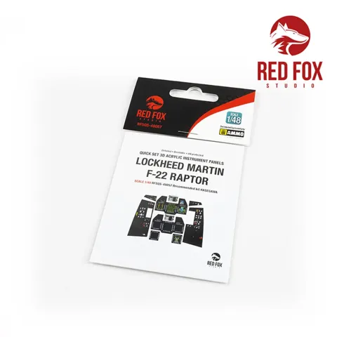 Sada 3D přístrojových panelů Red Fox Studio Quick Set RFSQS-48057 pro F-22 Raptor 1/48