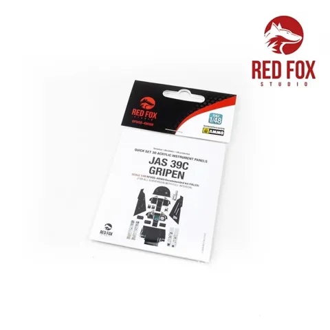 3D přístrojové panely Red Fox Studio Quick Set RFSQS-48089 pro JAS-39C Gripen 1/48 Italeri