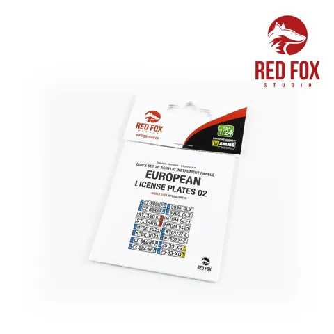 Sada Red Fox Studio 1/24 European License plates vol.02 – evropské registrační značky pro modely auto