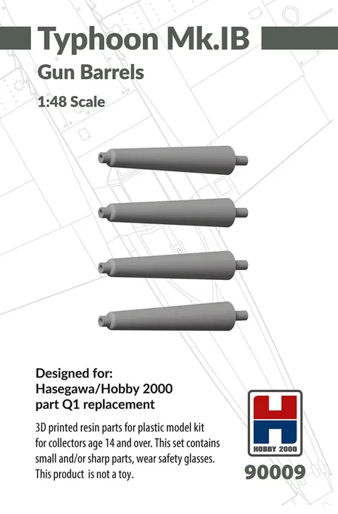 Hobby 2000 H2K90009 hlavně kanónů pro Typhoon Mk. IB 1/48 z 3D tisku